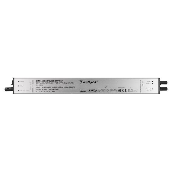 Arlight 033428 Блок питания ARPV-LG24060-LINEAR-PFC-DALI2-PD (24V, 2,5A, 60W) (Arlight, IP67 Металл, 5 лет) 033428, изображение 4
