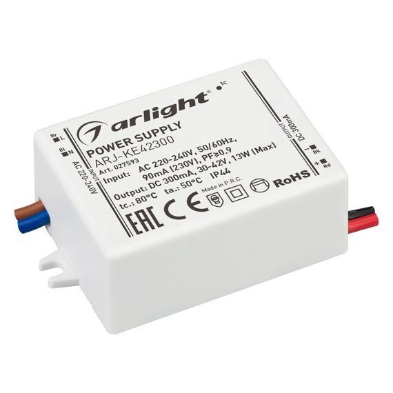 Arlight 027593 Блок питания ARJ-KE42300 (13W, 300mA, PFC) (Arlight, IP44 Пластик, 5 лет) 027593, изображение 2