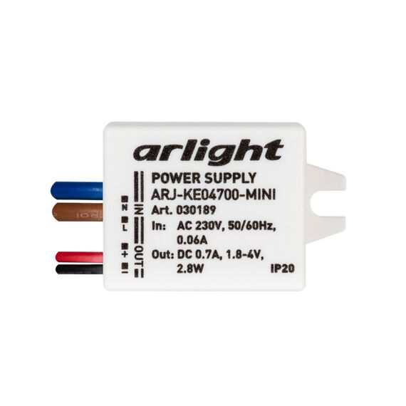 Arlight 030189 Блок питания ARJ-KE04700-MINI (2,8W, 700mA) (Arlight, IP20 Пластик, 5 лет) 030189, изображение 3
