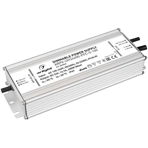 Arlight 031043 Блок питания ARPV-UH24400-PFC-0-10V (24V, 16,7A, 400W) (Arlight, IP67 Металл, 7 лет) 031043