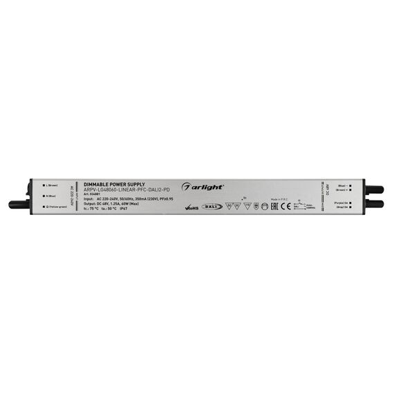 Arlight 034881 Блок питания ARPV-LG48060-LINEAR-PFC-DALI2-PD (48V, 1,25A, 60W) (Arlight, IP67 Металл, 5 лет) 034881, изображение 4