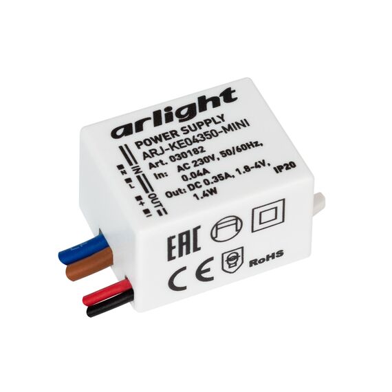 Arlight 030182 Блок питания ARJ-KE04350-MINI (1,4W, 350mA) (Arlight, IP20 Пластик, 5 лет) 030182