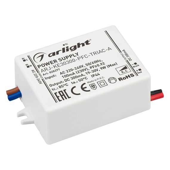 Arlight 028277 Блок питания ARJ-KE30300-PFC-TRIAC-A (9W, 300mA) (Arlight, IP44 Пластик, 5 лет) 028277