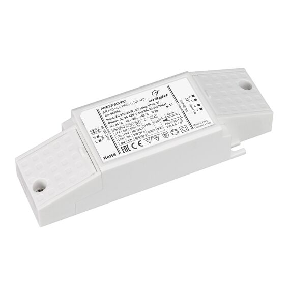 Arlight 027584 Блок питания ARJ-SP-34-PFC-1-10V-INS (34W, 500-800mA) (Arlight, IP20 Пластик, 5 лет) 027584