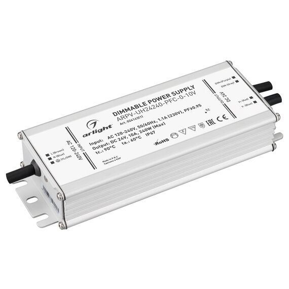 Arlight 024143(1) Блок питания ARPV-UH24240-PFC-0-10V (24V, 10,0A, 240W) (Arlight, IP67 Металл, 7 лет) 024143(1), изображение 2