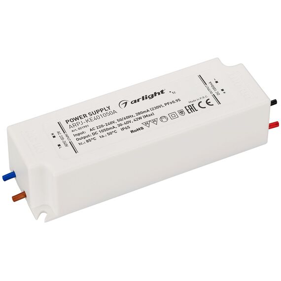 Arlight 021901 Блок питания ARPJ-KE401050A (42W, 1050mA, PFC) (Arlight, IP65 Пластик, 5 лет) 021901, изображение 2