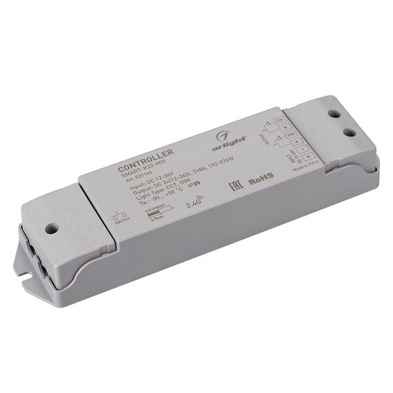 Arlight 025146 Контроллер SMART-K22-MIX (12-36V, 2x8A, 2,4G) (Arlight, IP20 Пластик, 5 лет) 025146