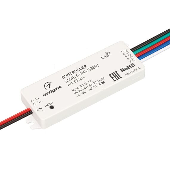 Arlight 031610 Контроллер SMART-UNI-RGBW (12-24V, 4x1,5A, 2,4G) (Arlight, IP20 Пластик, 5 лет) 031610