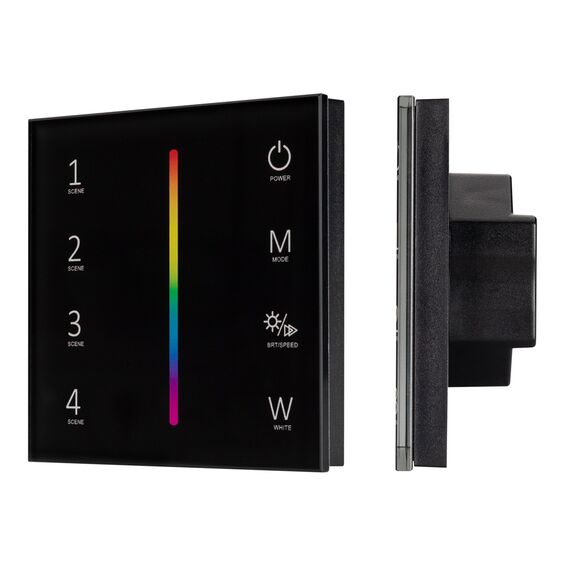 Arlight 033766 Панель SMART-P22-RGBW-G-IN Black (12-24V, 4x3A, Sens, 2,4G) (Arlight, IP20 Пластик, 5 лет) 033766
