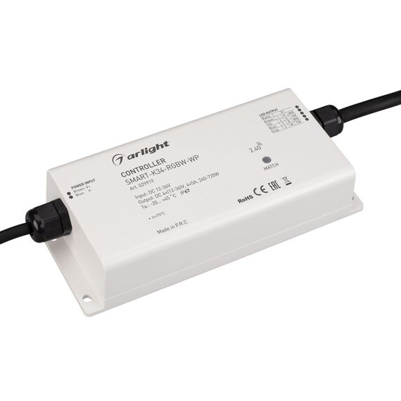 Arlight 029919 Контроллер SMART-K34-RGBW-WP (12-36V, 4x5A, 2,4G) (Arlight, IP67 Пластик, 5 лет) 029919