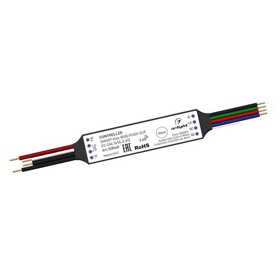 Arlight 028440 Контроллер SMART-K46-RGB-PUSH-SUF (12-24V, 3x1A, 2,4G) (Arlight, Пластик) 028440