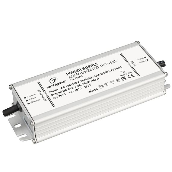 Arlight 025045 Блок питания ARPV-UH24150-PFC-55C (24V, 6,3A, 150W) (Arlight, IP67 Металл, 5 лет) 025045, изображение 2