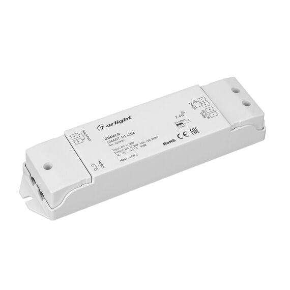 Arlight 029920 Диммер SMART-D1-DIM (12-24V, 1x10A, 2,4G) (Arlight, IP20 Пластик, 5 лет) 029920