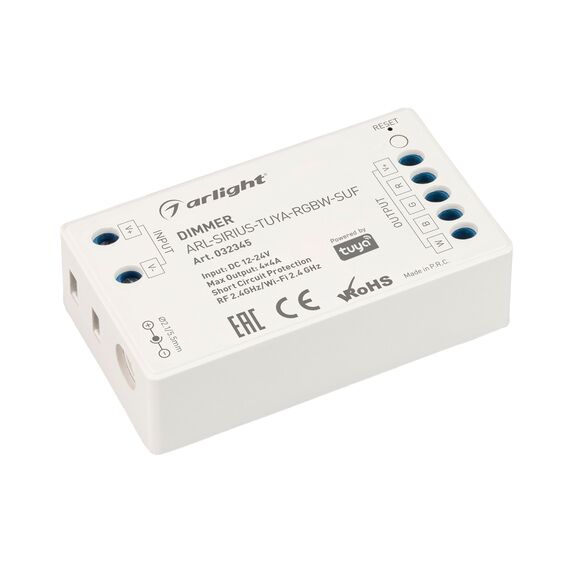 Arlight 032345 Диммер ARL-SIRIUS-TUYA-RGBW-SUF (12-24V, 4x4A, 2,4G) (Arlight, IP20 Пластик, 3 года) 032345