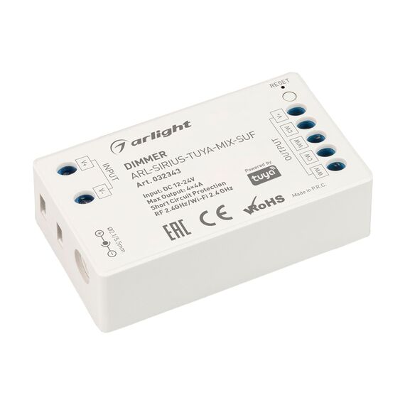 Arlight 032343 Диммер ARL-SIRIUS-TUYA-MIX-SUF (12-24V, 4x4A, 2,4G) (Arlight, IP20 Пластик, 3 года) 032343