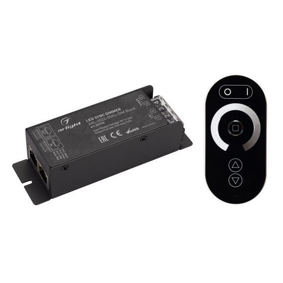 Arlight 027150 Диммер ARL-3022-OVAL-DIM Black (12-24V, 1x25A, ПДУ, RF) (Arlight, IP20 Металл, 2 года) 027150