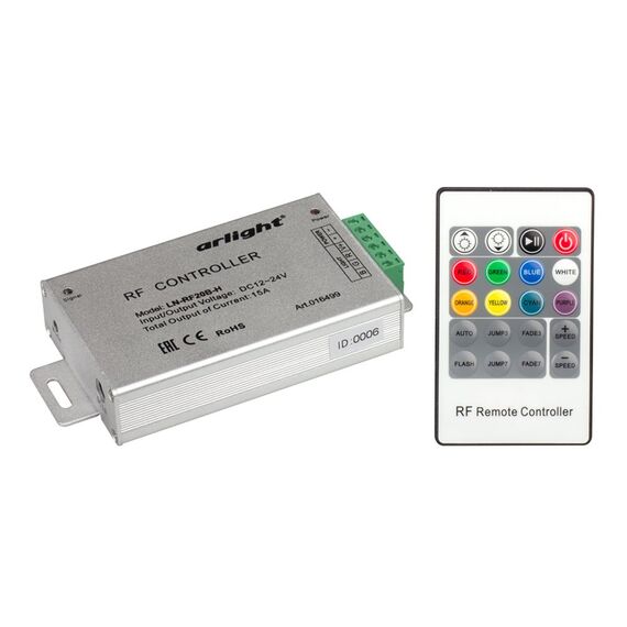Arlight 016499 Контроллер LN-RF20B-H (12-24V,180-360W, ПДУ 20кн) (Arlight, IP20 Металл, 1 год) 016499