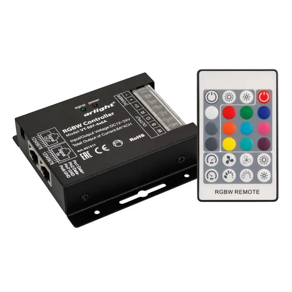 Arlight 021317 Контроллер VT-S07-4x6A (12-24V, ПДУ 24 кн, RF) (Arlight, IP20 Металл, 3 года) 021317