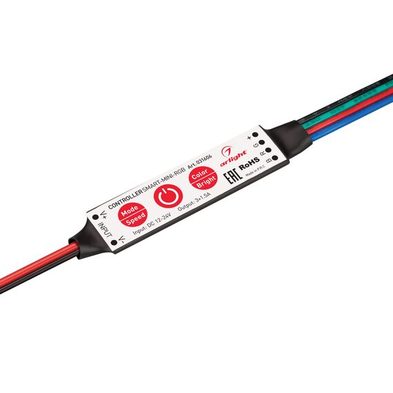 Arlight 031606 Контроллер SMART-MINI-RGB (12-24V, 3x1,5A) (Arlight, IP20 Пластик, 5 лет) 031606