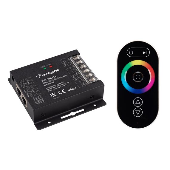Arlight 027157 Контроллер ARL-OVAL-RGB Black (12-24V, 3x10A, ПДУ Овал, RF, RJ45) (Arlight, IP20 Металл, 3 года) 027157