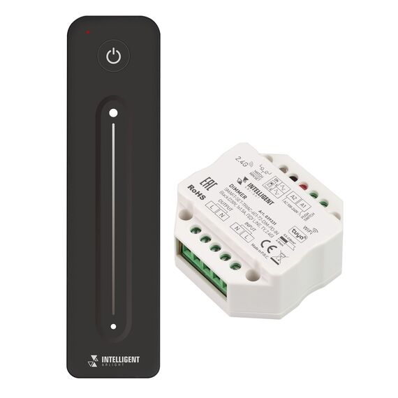 Arlight 039331 INTELLIGENT ARLIGHT Диммер SMART-SET-TRIAC-601-72-DIM-PD-IN Black (230V, 1x1,5A, ПДУ LINE, TY, 2,4G) (IARL, IP20 Пластик, 5 лет) 039331