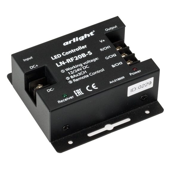 Arlight 018609 Контроллер LN-RF20B-S (12-24V, 288-576W, ПДУ 20кн) (Arlight, IP20 Металл, 1 год) 018609, изображение 6
