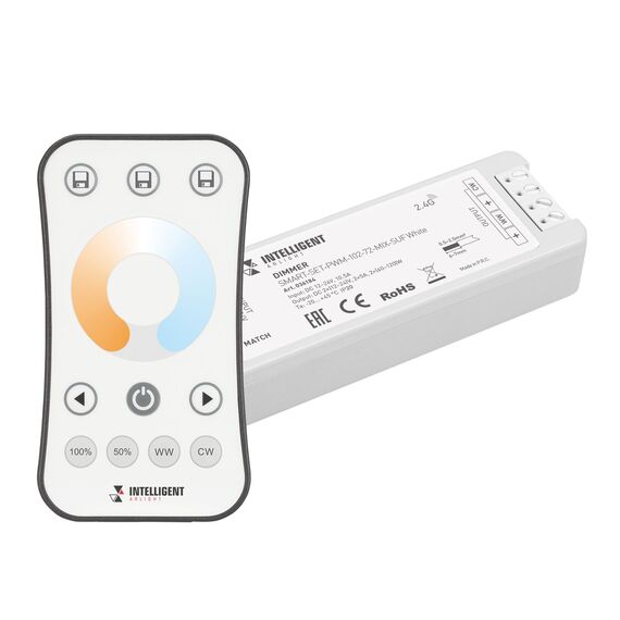 Arlight 036184 INTELLIGENT ARLIGHT Диммер SMART-SET-PWM-102-72-MIX-SUF White (12-24V, 2x5A, ПДУ RING 10кн, 2,4G) (IARL, IP20 Пластик, 5 лет) 036184, изображение 2