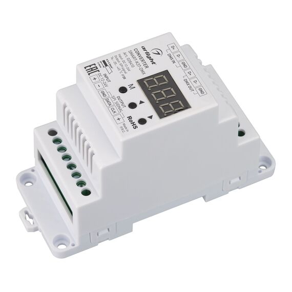 Arlight 028410 Конвертер SMART-K37-DMX (12-24V, SPI, DIN, 2,4G) (Arlight, Металл) 028410