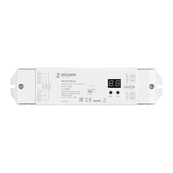 Arlight 038539 INTELLIGENT ARLIGHT Релейный модуль SMART-DALI-702-62-SUF (230V, 2x5A) (IARL, IP20 Пластик, 5 лет) 038539, изображение 6
