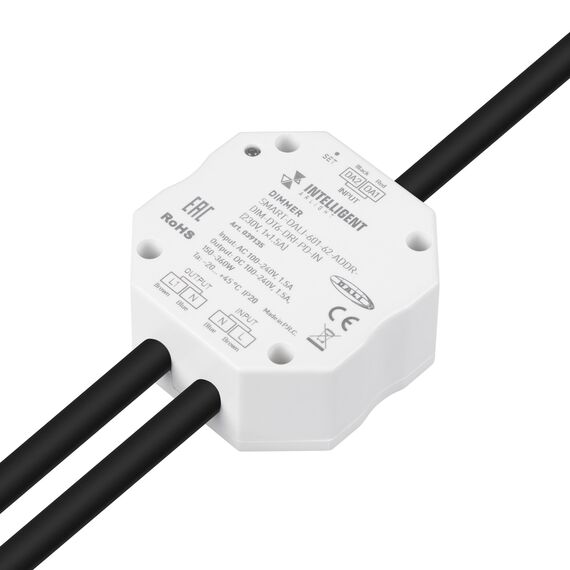 Arlight 039135 INTELLIGENT ARLIGHT Диммер SMART-DALI-601-62-ADDR-DIM-DT6-DRI-PD-IN (230V, 1x1,5A) (IARL, IP20 Пластик, 5 лет) 039135