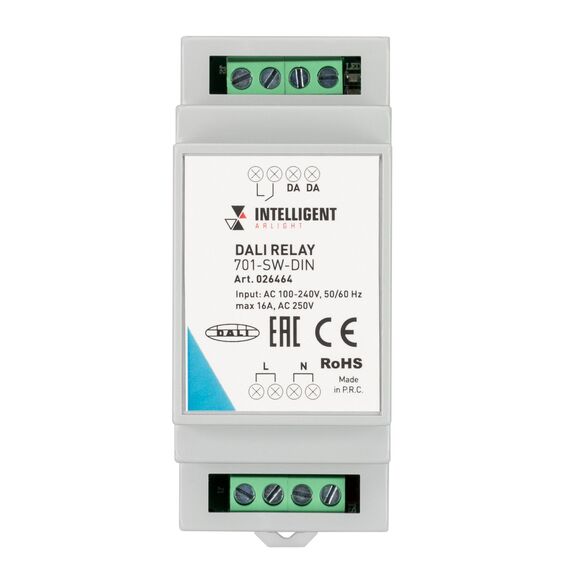 Arlight 026464 INTELLIGENT ARLIGHT Релейный модуль DALI-701-SW-DIN (BUS, 16A) (IARL, DIN-рейка) 026464, изображение 3
