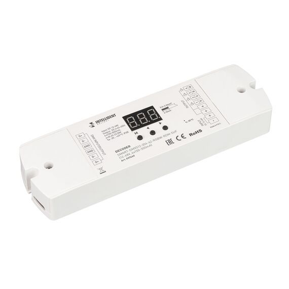 Arlight 037440 INTELLIGENT ARLIGHT Декодер SMART-DMX512-204-62-RGBW-RDM-SUF (12-48V, 4x150-500mA) (IARL, IP20 Пластик, 5 лет) 037440