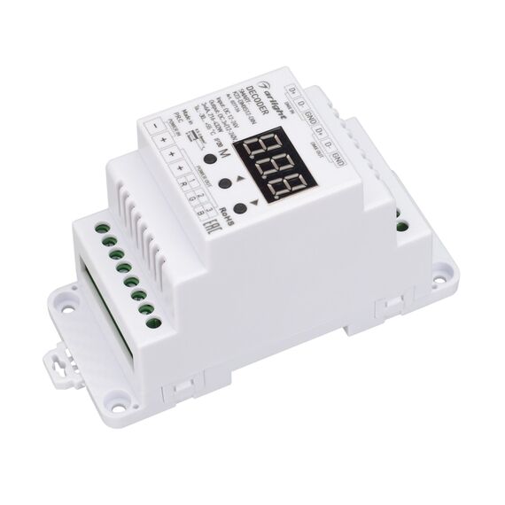 Arlight 027126 Декодер SMART-K23-DMX512-DIN (12-24V, 3x6A) (Arlight, IP20 Пластик, 5 лет) 027126