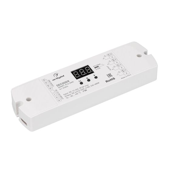 Arlight 023824 Декодер SMART-K16-DMX (12-24V, 4x5A) (Arlight, IP20 Пластик, 5 лет) 023824