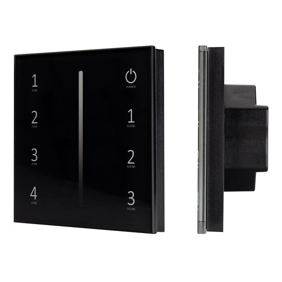 Arlight 028129 Панель Sens SMART-P17-DIM Black (230V, 4 зоны, 2,4G) (Arlight, IP20 Пластик, 5 лет) 028129