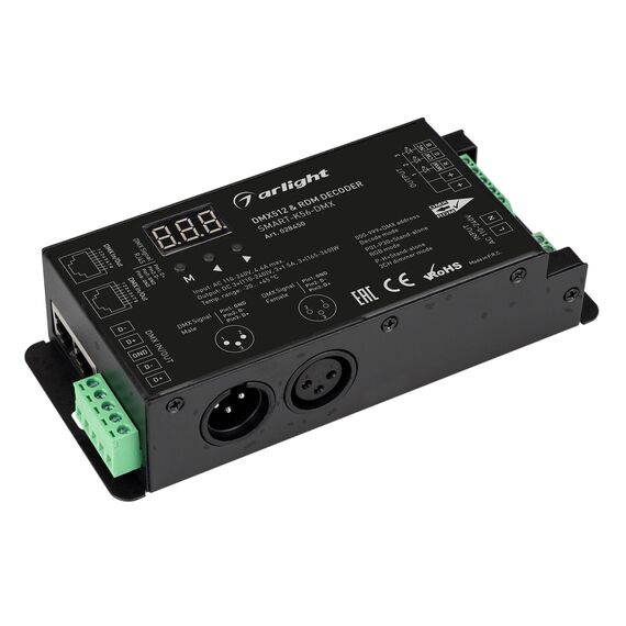 Arlight 028450 Декодер SMART-K56-DMX (230V, 3x1,5A, XLR3, 2,4G) (Arlight, IP20 Металл, 5 лет) 028450