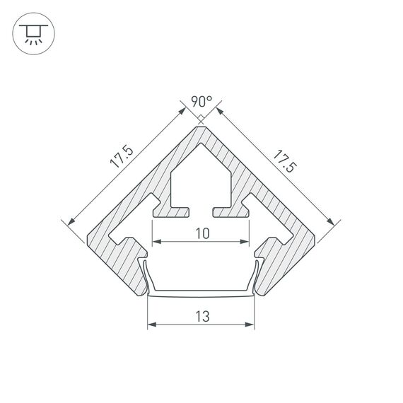 Arlight 021646 Профиль PDS45-KUB-2000 ANOD (Arlight, Алюминий) 021646, изображение 12