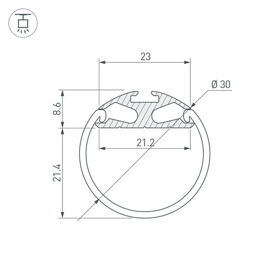 Arlight 023860 Профиль ROUND-D30-2000 ANOD (Arlight, Алюминий) 023860, изображение 6