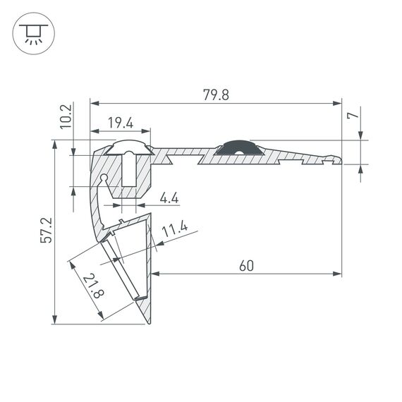 Arlight 023866 Профиль STEP-FRONT-2000 ANOD (Arlight, Алюминий) 023866, изображение 5
