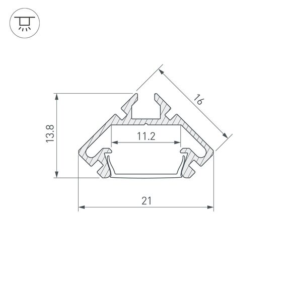 Arlight 023862 Профиль PDS45-LITE-2000 ANOD (Arlight, Алюминий) 023862, изображение 6