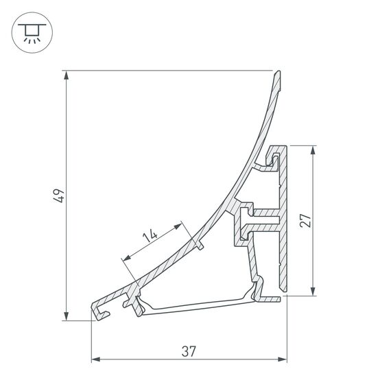 Arlight 021649 ПрофильARNIZ-R-2000 ANOD (Arlight, Алюминий) 021649, изображение 7