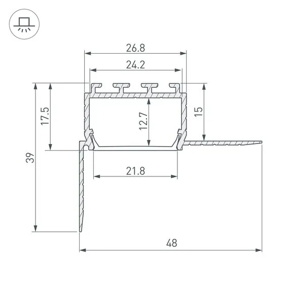 Arlight 026547 Профиль PLS45-F-HIDE-2000 (Arlight, Алюминий) 026547, изображение 5