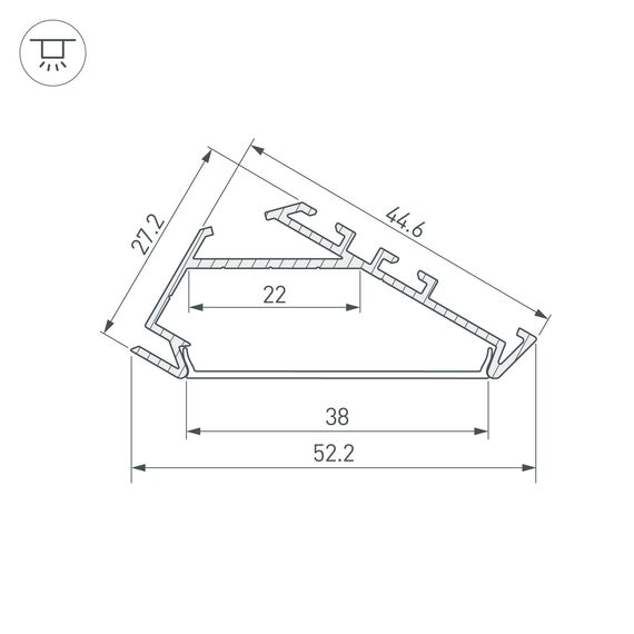 Arlight 025469 ПрофильLUS-P45,30-2000 ANOD (Arlight, Алюминий) 025469, изображение 6