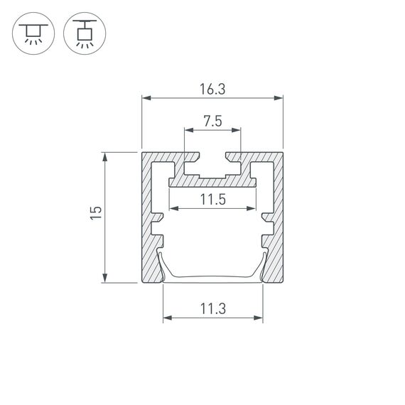 Arlight 035020 Профиль PDS-ZM-PLUS-2000 ANOD (Arlight, Алюминий) 035020, изображение 6