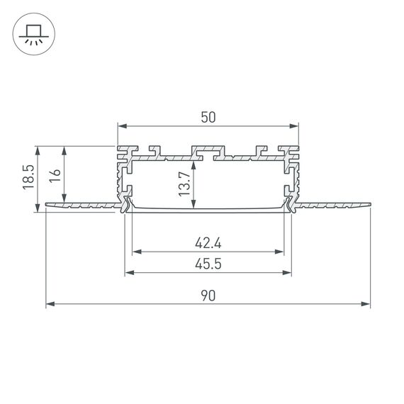 Arlight 028917 ПрофильLUS-POWER-W50H16-F-HIDE-2000 (Arlight, Алюминий) 028917, изображение 5