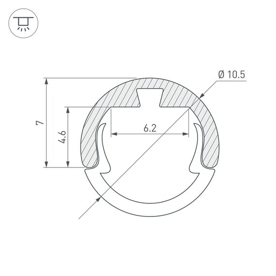 Arlight 029088 Профиль ROUND-D10,5-2000 ANOD (Arlight, Алюминий) 029088, изображение 6