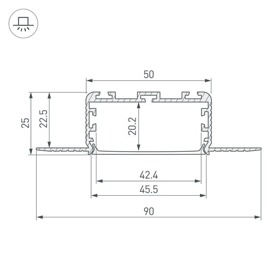Arlight 028918 ПрофильLUS-POWER-W50H25-F-HIDE-2000 (Arlight, Алюминий) 028918, изображение 5