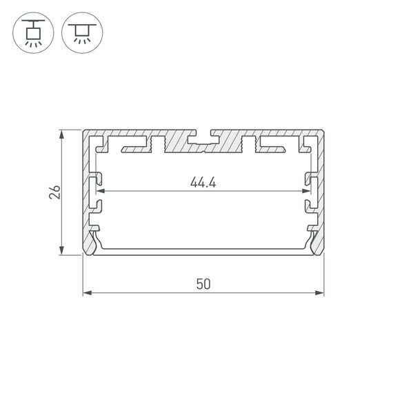 Arlight 033772 Профиль PLS-LOCK-W50-SMT-2000 ANOD (Arlight, Алюминий) 033772, изображение 6
