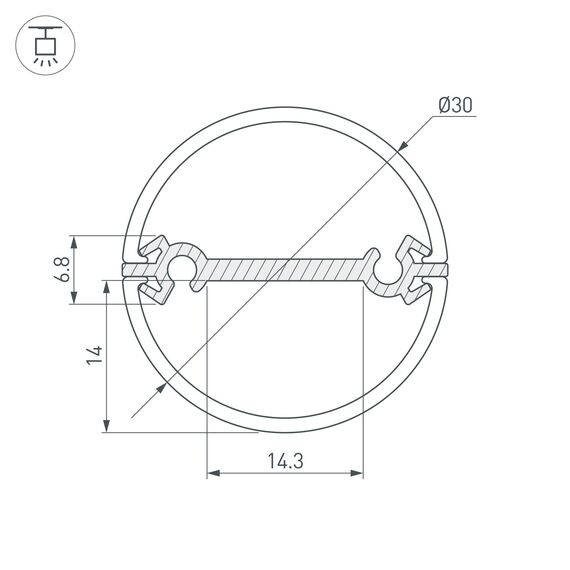 Arlight 029114 Профиль ROUND-D30-DUAL-2000 ANOD (Arlight, Алюминий) 029114, изображение 6