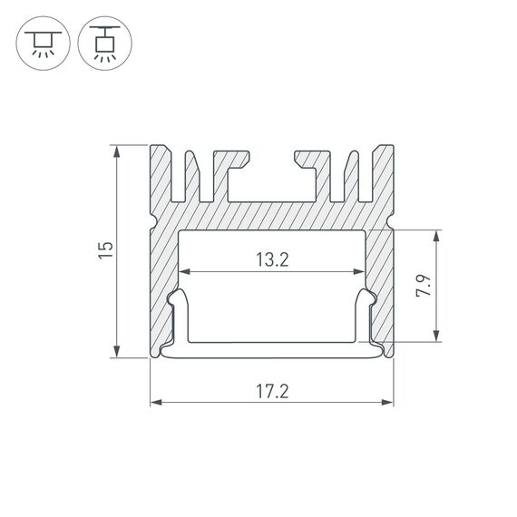 Arlight 046076 Профиль LINE-1716-2000 ANOD (Arlight, Алюминий) 046076, изображение 6